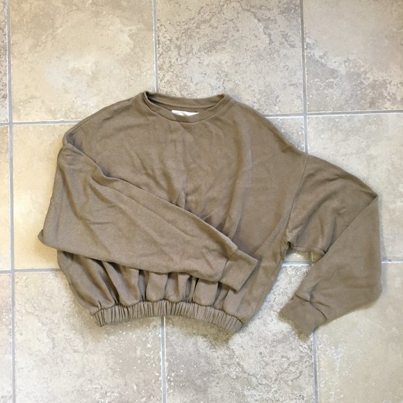 NWOT OAK + FORT Soft Knit Top in Melange Caramel - Picture 2 of 6